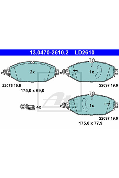 Ate Σετ τακάκια φρένων, δισκόφρενα 13.0470-2610.2 Mercedes-Benz C-Class/C-Cla...