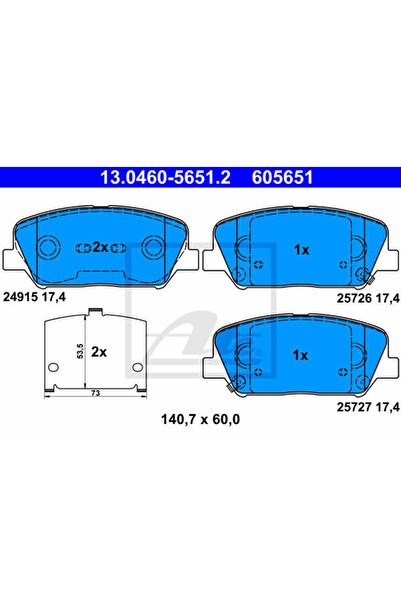Ate Set Placute Frana,Frana Disc 13.0460-5651.2 Hyundai I30/I30 Hatchback Van...