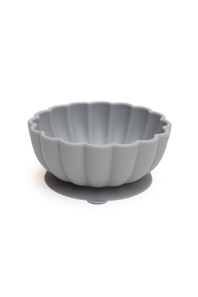 melvelo Silicone Pumpkin Bowl with Suction for Baby Weaning Gray