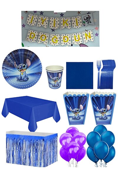 CAVAŞ sun hat فستان طاولة لحفلات أعياد الميلاد بتصميم Blue Cute Creature STIC...