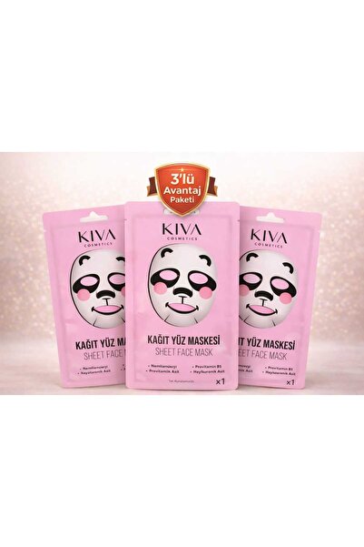 Kiva مجموعة أقنعة الوجه الورقية من باندا، مكونة من 3 قطع، قناع ورقي مرطب للعن...