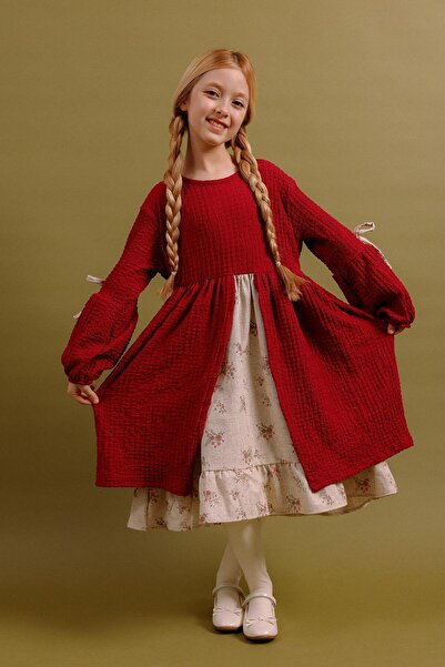 Perendi Girl's Linen Special Day Princess Dress