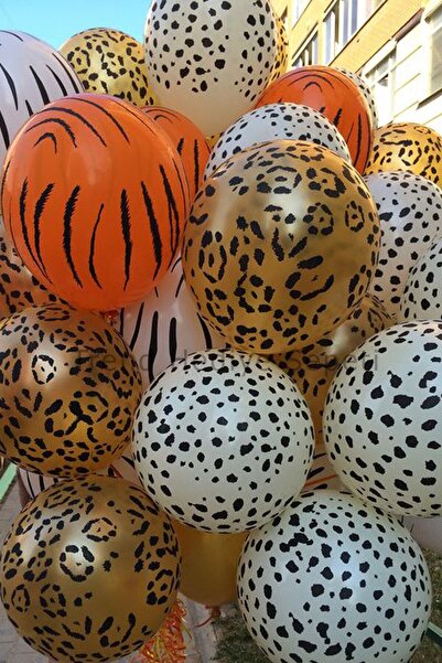 ikm balon Safari Temalı Doğum Günü , Hayvan Desenli Safari Konsept Balon 10'lu