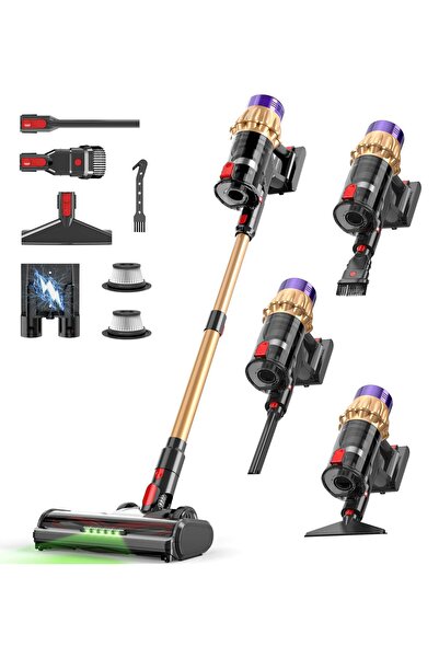 Lorraya Powerful Cordless Vacuum Cleaner with Anti-Tangle Brush, LED Display,...