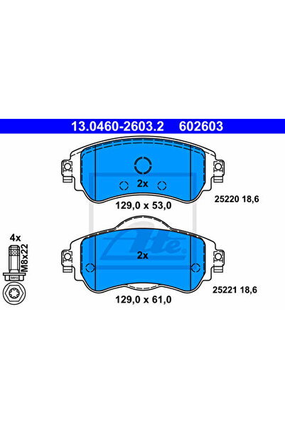 Ate Σετ τακάκια φρένων, δισκόφρενο 13.0460-2603.2