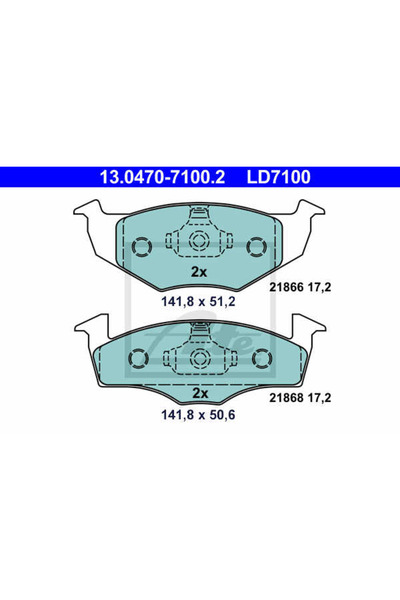 Ate Σετ τακάκια φρένων, δισκόφρενο 13.0470-7100.2