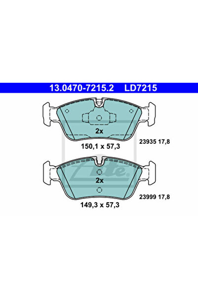 Ate Σετ τακάκια φρένων, δισκόφρενο 13.0470-7215.2