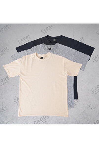 caddekombin Men's 3-Pack T-Shirt 100% Cotton Basic Comfortable Fit Beige-Grey...