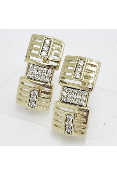 Milena 14k Gold Plated Earrings in Two Layers, hypoallergenic, - Length 2.3cm