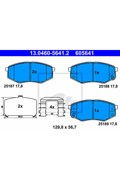 Ate Σετ τακάκια φρένων, δισκόφρενο 13.0460-5641.2