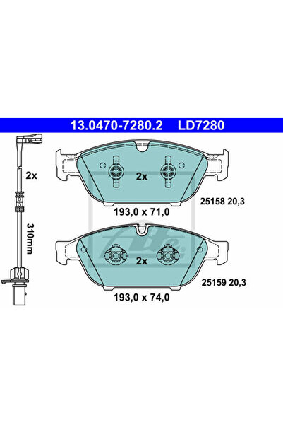 Ate Brake pad set, disc brake 13.0470-7280.2