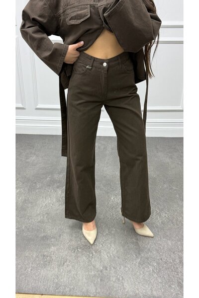 CurcunaShop Women's Wide Leg Straight Denim Pants