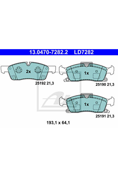 Ate Σετ τακάκια φρένων, δισκόπλακα 13.0470-7282.2 Jeep Grand Cherokee IV/Gran...