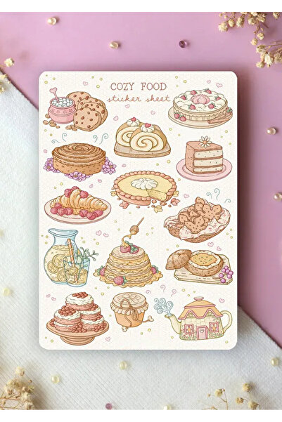 LABELOVE Cozy Food Tatlılar Sticker Seti – A5 Planner, Ajanda ve Defter Stick...