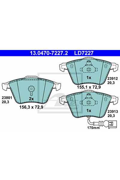 Ate Set of brake pads, disc brake 13.0470-7227.2