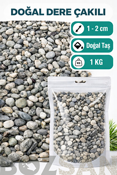 Bozsan Doğal Dalaman Dere Çakılı Taşı 1 Kg 1-2 Cm Dere Çakıl Bahçe Peyzaj Sak...