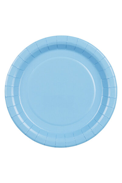Partydeco Light Blue Round Paper Plates 18cm – Pack of 6 Disposable Party Plates