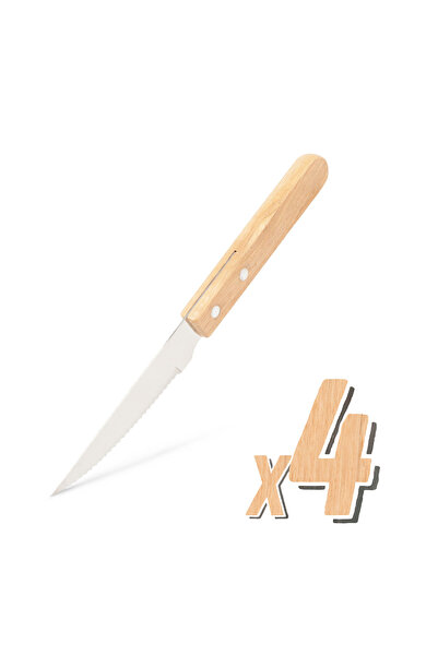 BBQ Cuțit - 4 buc - cu mâner din lemn