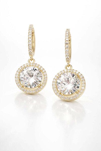 Zenso Royal Gold Core Laboratory Diamond Earrings Silver Plated with Gold