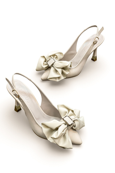 Elexus Γυναικείο σατέν φιόγκο με χρυσή λεπτομέρεια στιλέτο