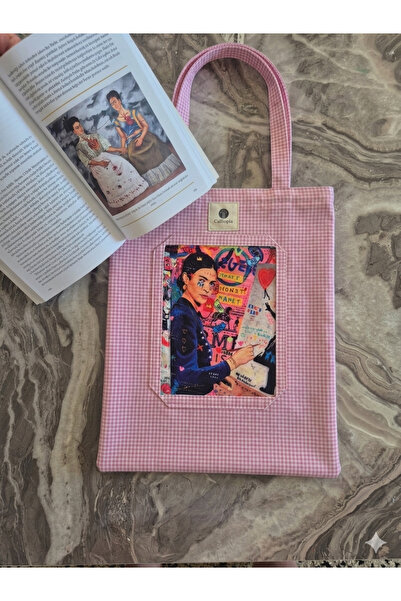 Calliopia Pembe Pötikareli Pamuklu Torba Çanta Frida Kahlo