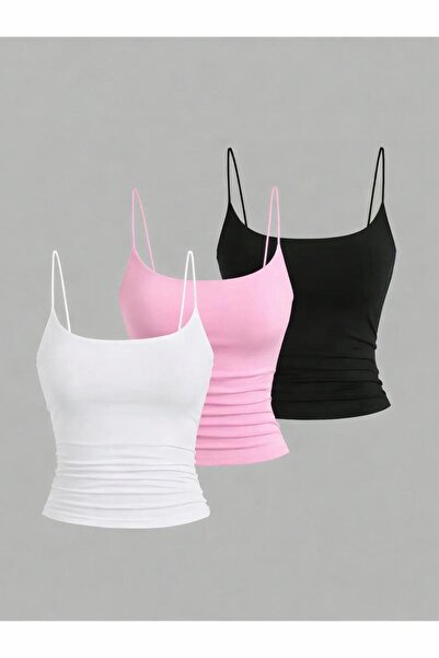 Machetta Women's Rope Strap 3-Piece L Stretch Fabric Blouse