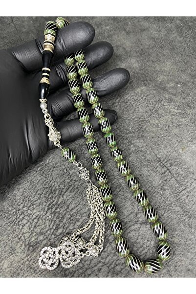 Mos Tespih İhsan Çelik Usta İşi Çeşmi Bülbül Model Galalit ve Gümüş İşlemeli ...