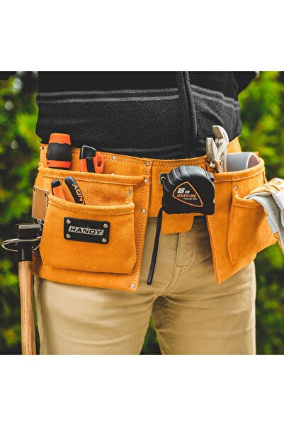 Handy Curea de scule profesională din piele - 9 buzunare + suport pentru ciocan