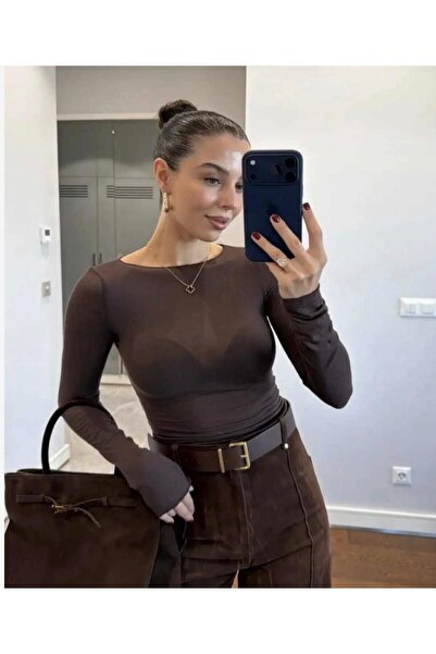 pantofashion بلوزة مودال كشمير خفيفة للغاية بياقة قارب