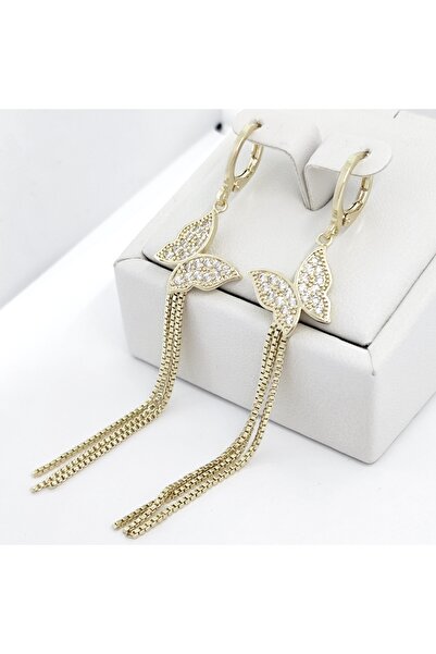 Milena 14k Gold Plated Earrings in Two Layers, Hypoallergenic, - Length 6cm