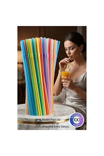 shopwave Rainbow Series: 100-Piece Flexible Bellows Luxury Drinking Straws – ...