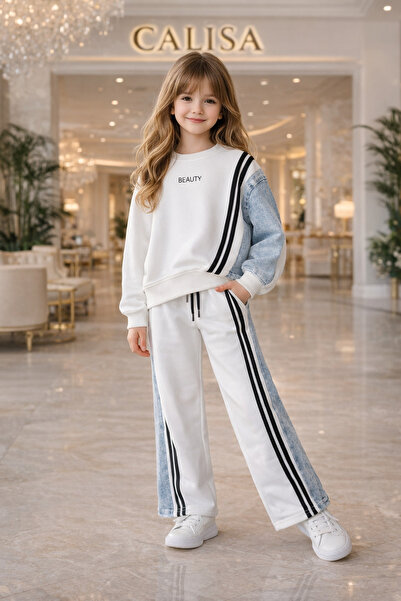 CALİSA Premium Girls' Jeans Paneled Stylish 2-Piece Set |   5-14 Years Old | ...