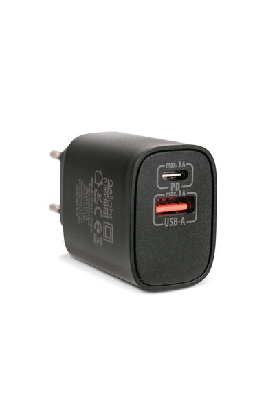 DELIGHT USB + Type-C PD20W fast charging power adapter - black