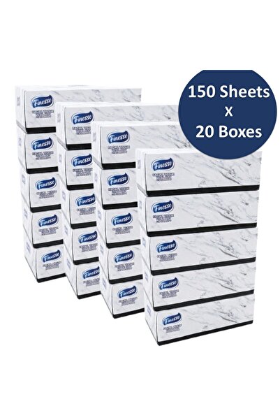 Finesse Daily Care Facial Tissue - Pack of 20 Boxes, 2 Ply