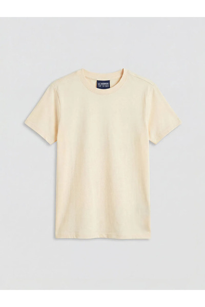 LC Waikiki Lcw Kids White Girls' Crew Neck Corded Fabric T-Shirt