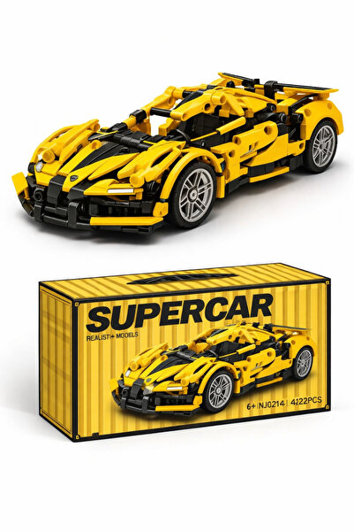 OEM Жълт супер автомобил - спортен автомобил, 422 части, съвместим с LEGO Tec...