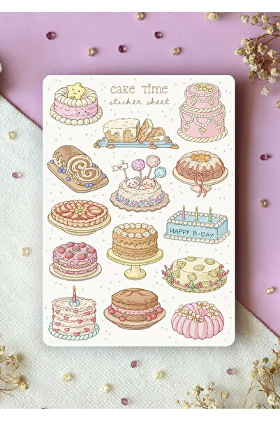 LABELOVE مجموعة ملصقات كيك تايم مقاس A5 - ملصقات زخرفية بتصميمات الباستيل وال...