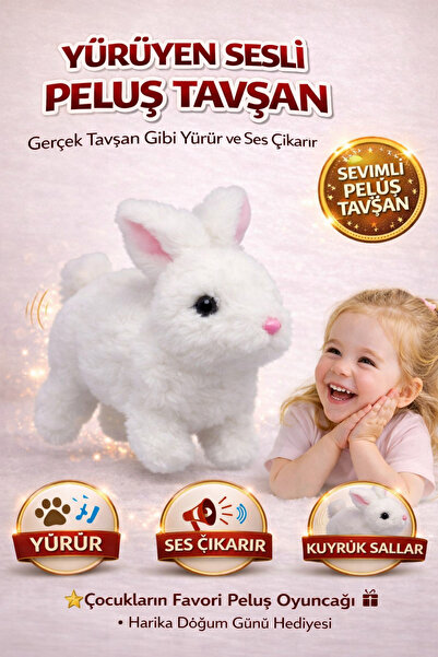 YILDIRIM OYUNCAK İnteraktif Yürüyen Peluş Tavşan| Hareketli Kuyruk Sallayan S...