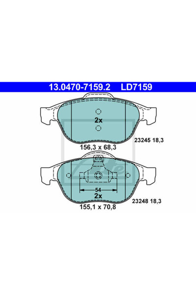 Ate Σετ τακάκια φρένων, δισκόφρενο 13.0470-7159.2