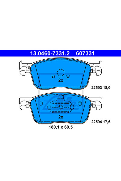 Ate Σετ τακάκια φρένων, δισκόφρενο 13.0460-7331.2