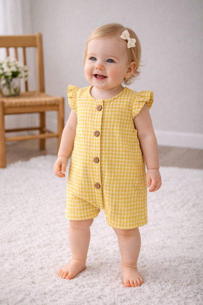 greenmoss Καρό Vichy Καλοκαιρινό μωρουδιακό φορμάκι με βολάν