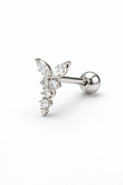 BY DİLEK ÇETİN ACCESSORY Çelik melek kanadı kıkırdak helix tragus piercing (1...