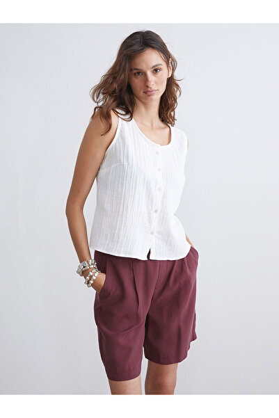 LC Waikiki Vizyon New Season Crew Neck Textured Muslin Blouse