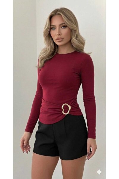 Lufthimm New Model Women's t Buckled Waist Detailed Sandy Long Sleeve Blouse ...