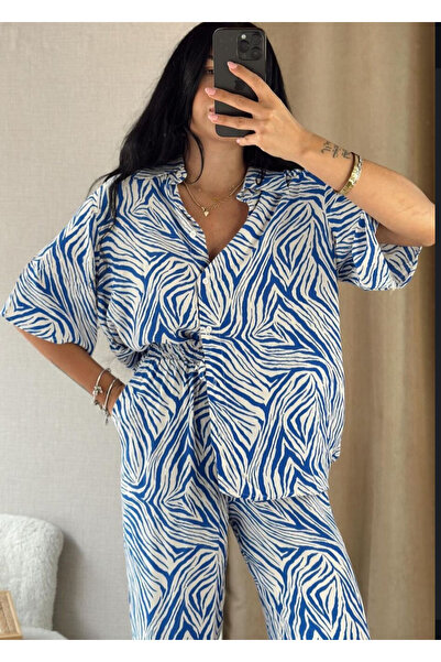 FLEX FASHION طقم نسائي من قطعتين مع بنطلون من القماش