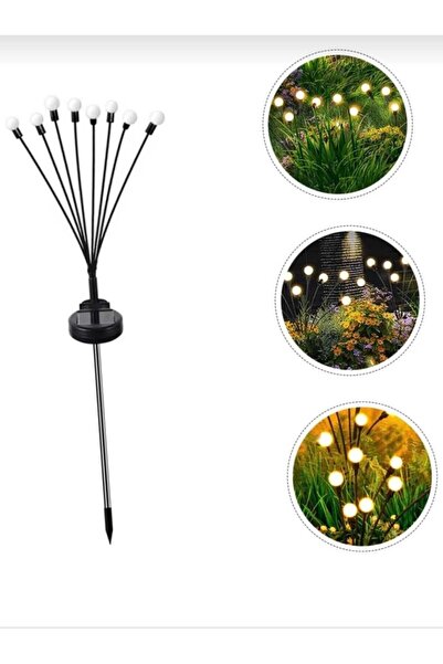 bahe home Güneş Enerjili Ateş Böceği Bahçe Lambası Solar 6 LED Sallanan Çiçek...