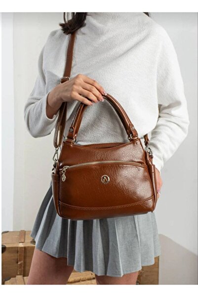 ÇANTAM GELSİN Women's Multi-Compartment Soft Leather Shoulder and Crossbody B...