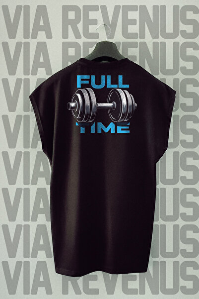 Vordevia Full Time Gym Back Printed Zero Sleeve Crew Neck Sports Tshirt