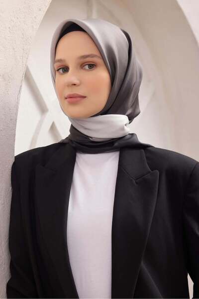 Belli DEGRADE DESEN İPEK EŞARP 4224D (TWILL) SİYAH BEYAZ - 39