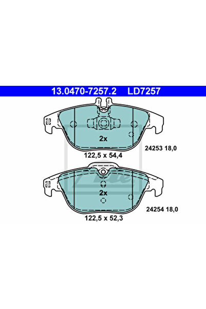 Ate Σετ τακάκια φρένων, δισκόφρενο 13.0470-7257.2